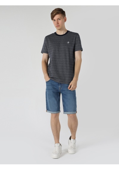 Colin'S Regular Fit Bisiklet Yaka Çizgili Lacivertvert Erkek Kısa Kol Tişört Cl1062939_Q1.V2_Nav