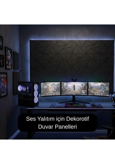 12'li Siyah Duvar Karoları Dekoratif Isı Yalıtım, Ses Yalıtım Yapışkanlı Duvar Deseni Ev, Stüdyo,ofis İçin Diğer