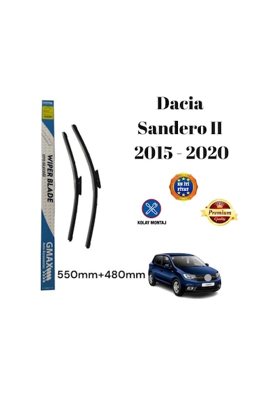 Dacia Sandero 2 2015 2016 2017 2018 2019 2020 Uyumlu Ön Cam Muz Tipi Silecek Süpürgesi Seti 550/480mm