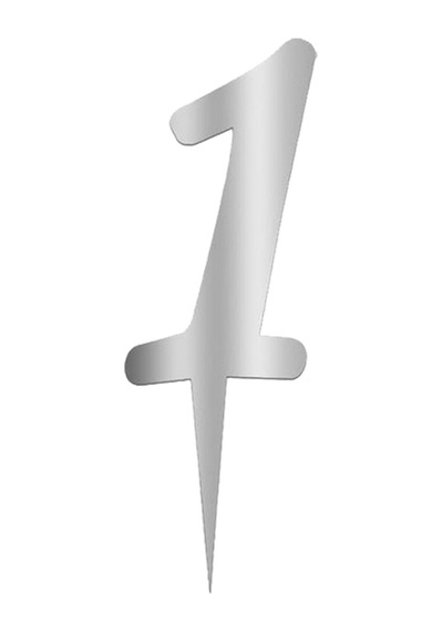 Pleksi Rakam Pasta Süsü. 12.5cm x 5cm - 1 Adet Gümüş 0
