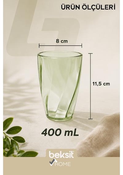 Home Glassy Kırılmaz Polikarbon 6'lı Bardak Yeşil 400 Ml Yeşil Yeşil