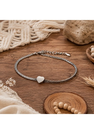 Amora Heart Anklet Kalp Işıltısı Çelik Halhal Çok Renkli