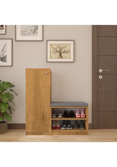 Asra Trend Puflu Ayakkabılık A-15 %100 MDF Minderli Portmanto Seti Petra