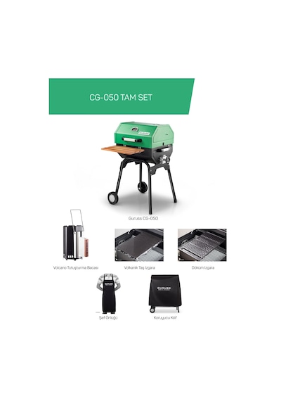 Guruss Cg-050 Kömürlü Barbekü Mangal Tam Set Yeşil Model:grs08