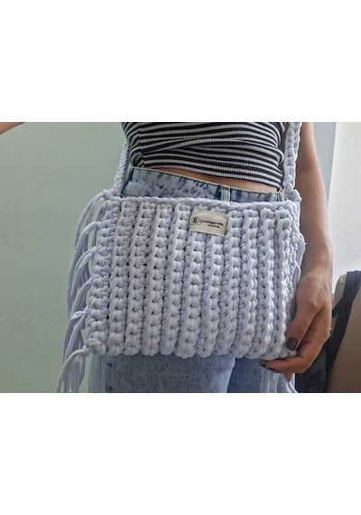 Youngcraft El Örgüsü Beyaz Şık Çanta