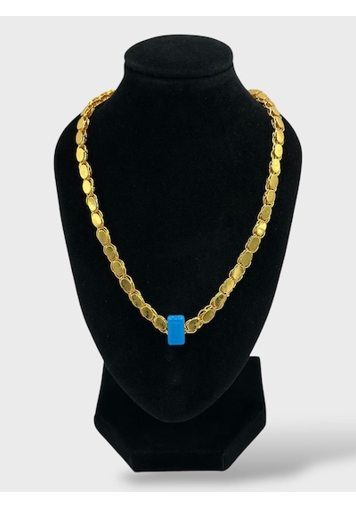 Arnes Jewelry Çelik 22 Ayar Altın Kaplama Nazar Boncuklu Arpa Pul Halep Kolye Ar610nes Gold