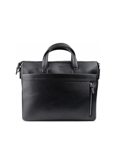 Alphaclub Bag Erkek Siyah Hakiki Deri Laptop Bölmeli El Ve Omuz Askılı Fermuarlı Laptop Ve Evrak Çantası