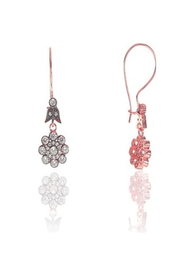 Gümüş Rose Zirkon Taşlı Elmas Montürlü Çiçek Modeli Set (535070101)