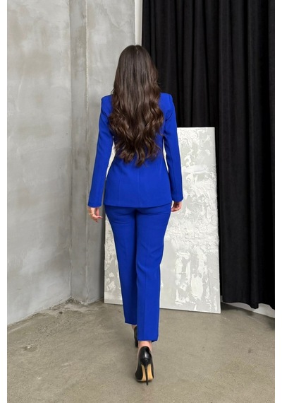 Msm Fashion Kadın İkili Blazer Ceket Pantolon Takım Pile Ve Düğme Detaylı Boru Paça Saks Mavisi Msm Fashion Kadın İkili Blazer Ceket Pantolon Takım Pile Ve Düğme Detaylı Boru Paça Saks Mavisi
