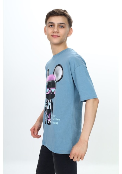 Toontoy Kids Toontoy Erkek Çocuk Robot Baskılı Tişört Mavi
