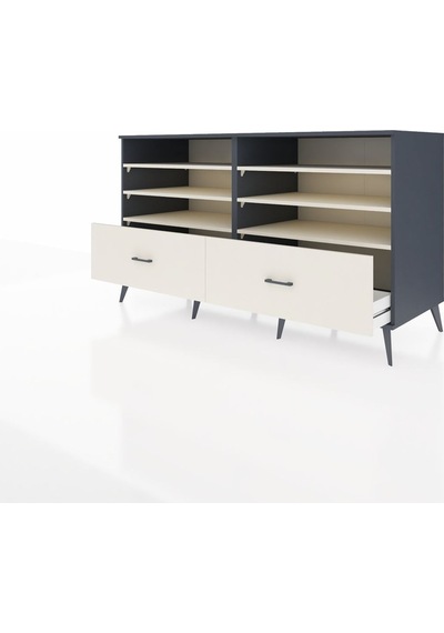 Kronos Konsol 6 Raflı 2 Çekmeceli 176x59x99 Antrasit-aytaşı Antrasit-aytaşı