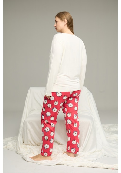 Siyah İnci Curve Büyük Beden Battal Boy Pamuklu Pijama Takım25240780 Ekru Siyah İnci Curve Büyük Beden Battal Boy Pamuklu Pijama Takım25240780 Ekru