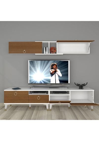 Decoraktiv Eko 5220 Mdf Gold Tv Ünitesi Tv Sehpası Beyaz - Ceviz