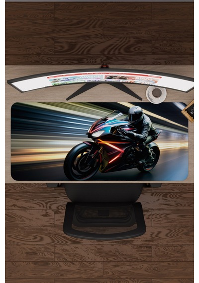 Motorsiklet Kaymaz Dikişli Kauçuk Oyuncu Mousepad V2 - 90x40 Xxl Gaming Mouse Pad Fare Altlığı