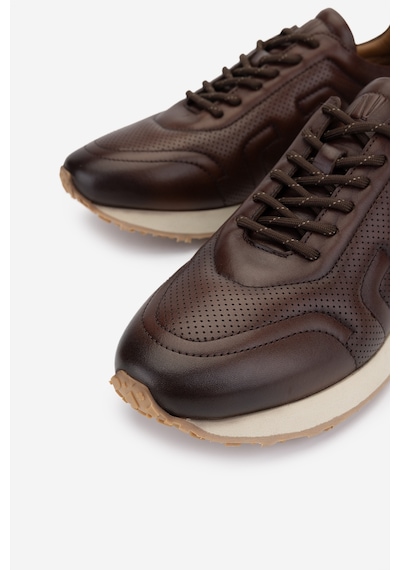 Valmenti Erkek Hakiki Deri Kahverengi Sneakers & Spor Ayakkabı 383 Val-5960 Erk Ayk Y25 Kahve Slvr Kahverengi