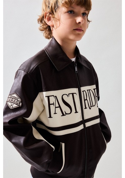 Defacto Oversize Polo Yaka Cepli Fermuarlı Suni Deri Mont Erkek Çocuk G9534a826aubn207 Kahve-bn207