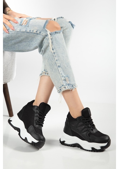 Suins Juvina Model Yüksek Gizli Topuklu Kadın Spor Ayakkabı Sneaker Siyah Suins Juvina Model Yüksek Gizli Topuklu Kadın Spor Ayakkabı Sneaker Siyah