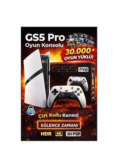 Gs5 Pro 4k Hdr Oyun Konsolu - 30.000 Oyunlu 2 Adet Kablosuz Retro Oyun Seti - Profesyonel El Atarisi Farklı Oyunlar