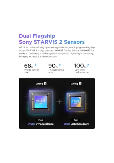 Viofo A229 Pro 3 Kameralı Ön-iç-arka 4k+2k+1080p Hdr Sony Starvis 2 İle Uyumlu Wifi Gps Araç Kamerası
