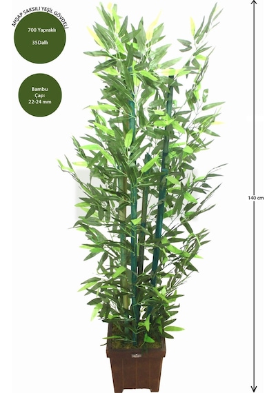 Yapay Çiçek Deposu Yapay Bambu Ağacı 6 Gövde Yeşil Renk Bambulu 140 Cm Model14