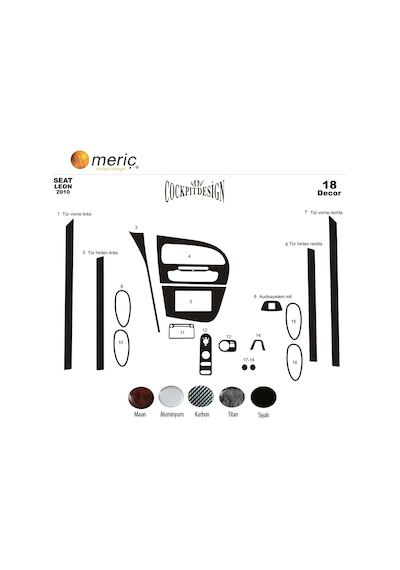 Meriç Seat Leon Ön Torpido Kaplama 18 Parça 2010-2014 (530157898)