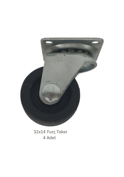 Furç Teker 32 X 14, Bavul, Valiz, Çanta, Servis Sehpası Için 4 Adet Siyah