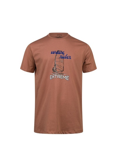 2as Alex Baskılı Erkek Sıfır Yaka T-shirt 042 Kahve