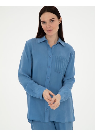Pierre Cardin Kadın İndigo Gömlek Desenli 50305757-vr028 Indigo