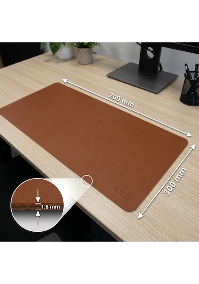 Inca Imp-025 Suni Deri Masa Matı Mousepad 70x30 Cm Su Geçirmez Kaymaz Taban Mouse Pad