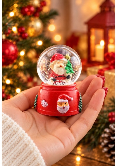 Led Işıklı Mini Noel Baba Kar Küresi 7 Cm 2027 Yeni Yıl Temalı Dekoratif Biblo Yılbaşı Hediyesi
