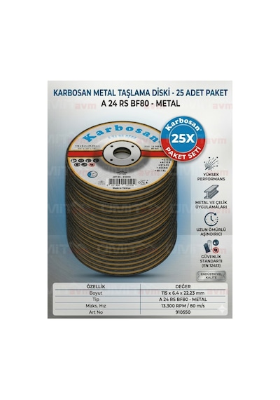 Metal Taşlama Diski 115x6.4 Mm Avuç İçi Spiral Çapak Alma Taşı 25 Adet