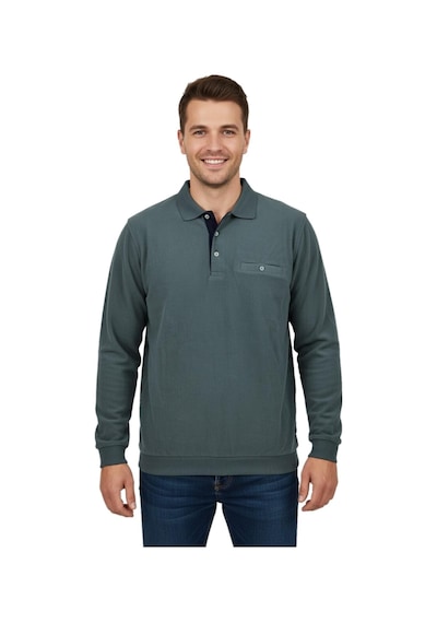 Dynamo Erkek Büyük Beden Polo Yaka Cepli Selanik Sweatshirt Bgl-st04925 Yeşil