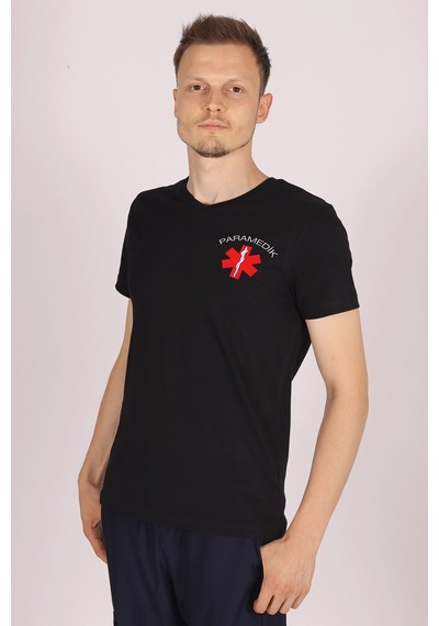 Siyah Paramedik V Yaka Tişört Unisex