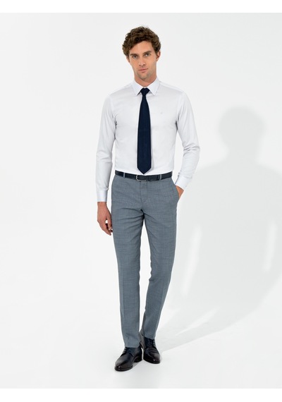 Cacharel Açık Lacivert Slim Fit Yün Karışımlı Kumaş Pantolon