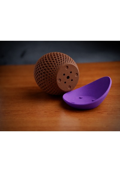 3d Baskı Küre Saksı - Kafes Dokulu İki Parçalı Dekoratif Saksı - Kahverengi-mor