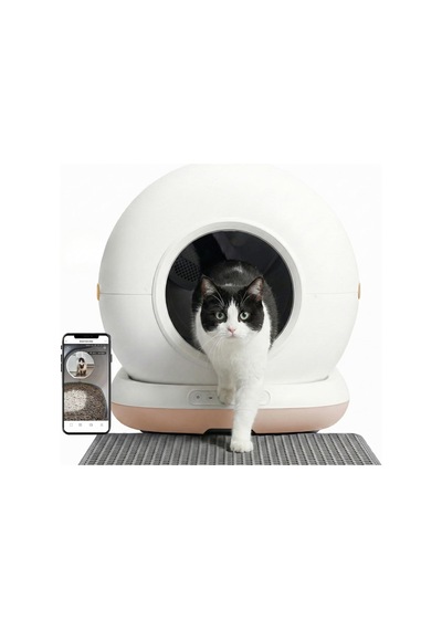 Cb002 Kameralı Akıllı Otomatik Kedi Tuvaleti, App İle Uzaktan Kontrol, 72lt Hazne, 7lt Çöp Haznesi Beyaz-bej
