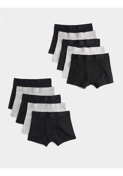 Marks & Spencer 10'lu Çocuk Boxer T71001314v Siyah