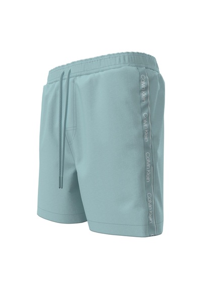 Calvin Klein Erkek Antarctic Blue Yan Şerit Detaylı Orta Boy İpli Yüzme Şortu-16243 Mavi