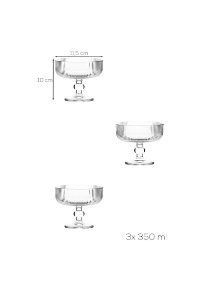 Porsima Rygk0077 Miral 3lü Ayaklı Cam Kase Puding Tatlı Ve Dondurma Kasesi Lokumluk Şekerlik Kase Seti Çerez Kasesi 350ml