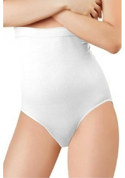Normbody Beyaz Slip Korse Külot Yüksek Bel Beyaz