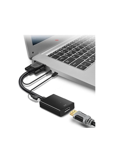 Vga Hdmi Dönüştürücü Kablo + Audio Ses Çevirici Vga To Hdmi