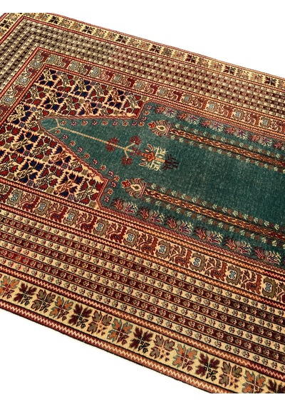 El Dokuma Sıfır Bünyan Halısı Seccade 118x185 Su Yeşili Namazlık