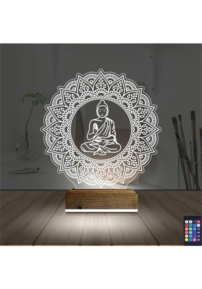 Luvivia Mandala Yoga 3d Lamba - Masa Gece Lambası Şeffaf