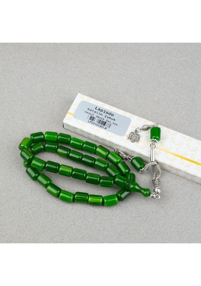 Katalin Çubuk Alpaka Püsküllü Kapsül Kesim 9x13mm Tesbih - Yeşil