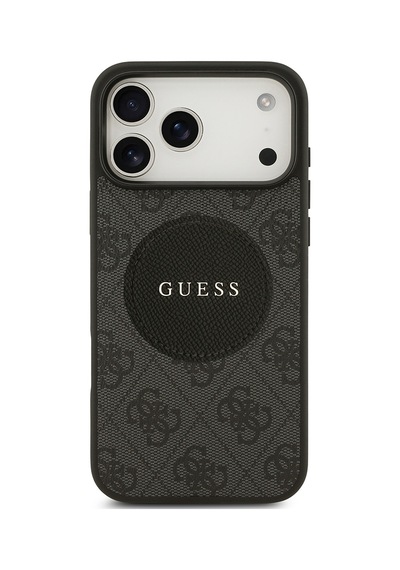 Apple Uyumlu iPhone 17 Pro Max Kılıf Guess Lisanslı M-safeli Yazı Logolu Circle Classic Kapak Siyah Siyah