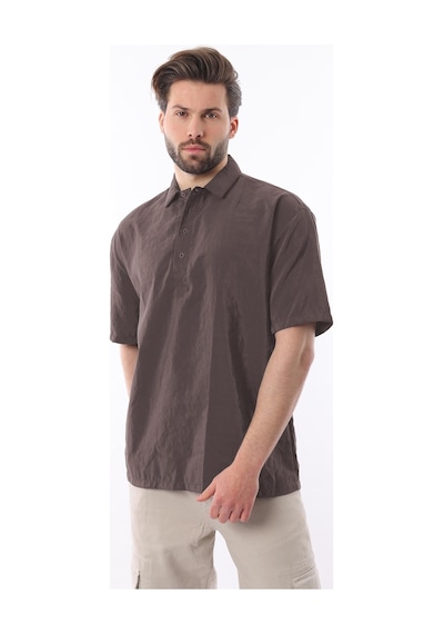 Madmext Füme Oversize Rahat Kesim Kısa Kollu Gömlek 6744