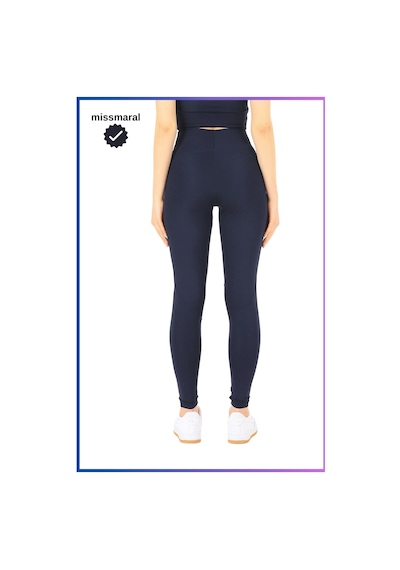 Missmaral Slim Fit Yüksek Bel Toparlayıcı Lacivert Spor Tayt Flatlock Dikiş Detaylı Fit Tasarım Oslo 1090 Lacivert
