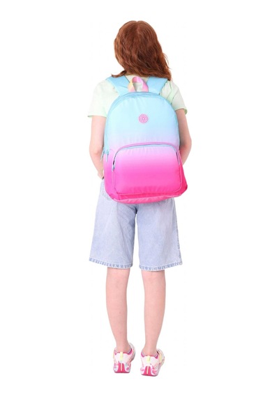 Kaukko Rainbow Kız Çocuk Üç Bölmeli İlkokul Ve Ortaokul Çantası - Mavi Pembe Renk Geçişli - K1797 Mavi - Pembe