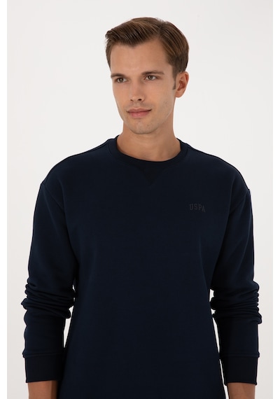 U.S. Polo Assn. Erkek Comfort Fit Bisiklet Yaka Şardonlu Lacivert Basic Sweatshirt 50313757-VR033