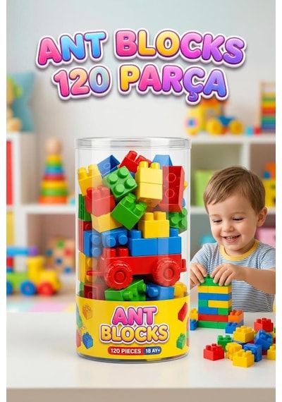 120 Parça Rulo Kutulu Renkli Geometrik Şekilli Eğitici Ve Öğretici Yapı Blokları Oyun Seti